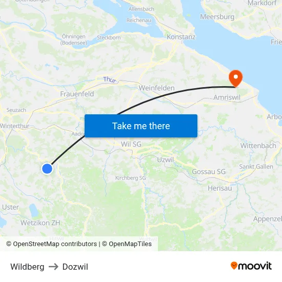 Wildberg to Dozwil map