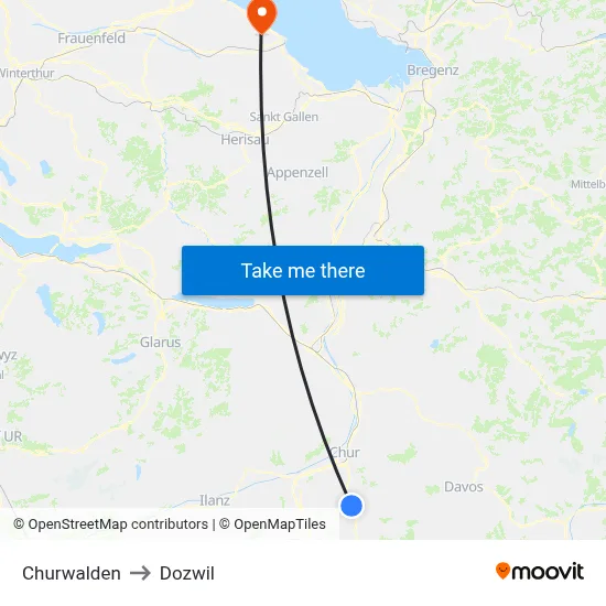 Churwalden to Dozwil map