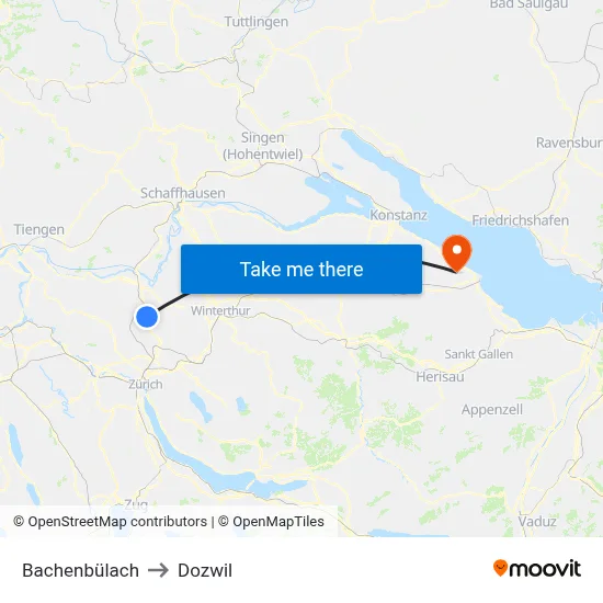 Bachenbülach to Dozwil map