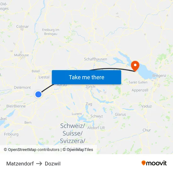 Matzendorf to Dozwil map