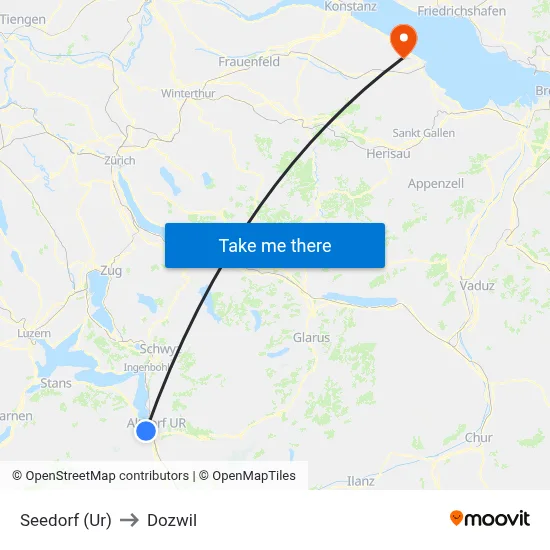 Seedorf (Ur) to Dozwil map