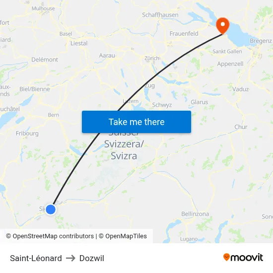 Saint-Léonard to Dozwil map