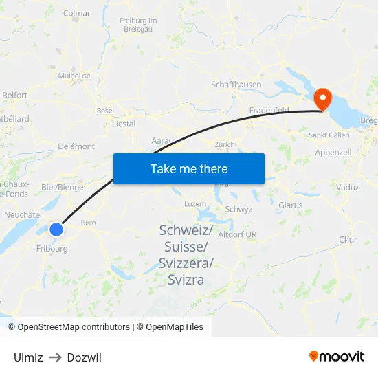 Ulmiz to Dozwil map