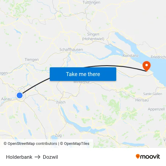 Holderbank to Dozwil map
