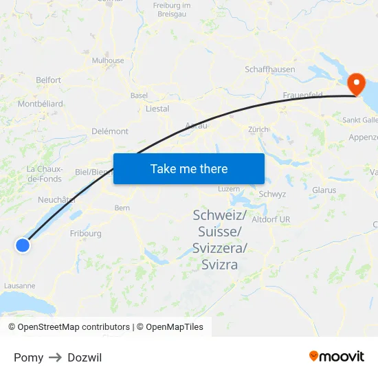 Pomy to Dozwil map