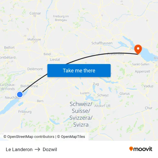 Le Landeron to Dozwil map