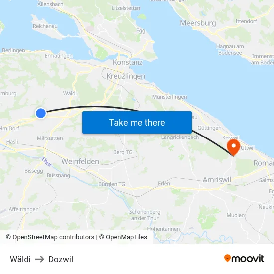 Wäldi to Dozwil map