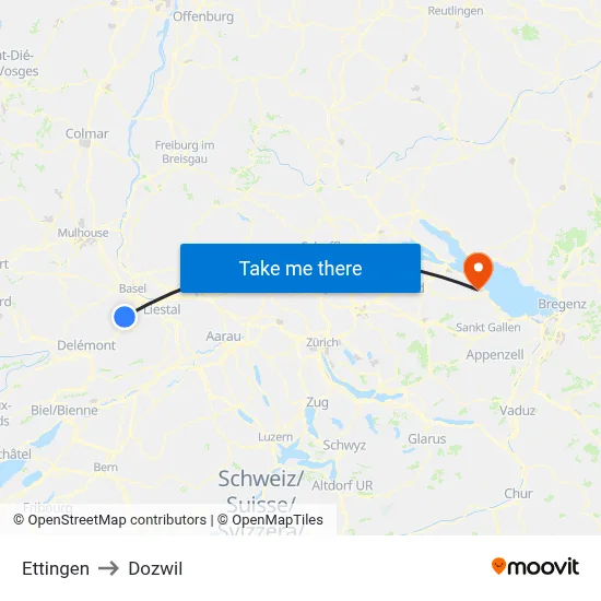 Ettingen to Dozwil map