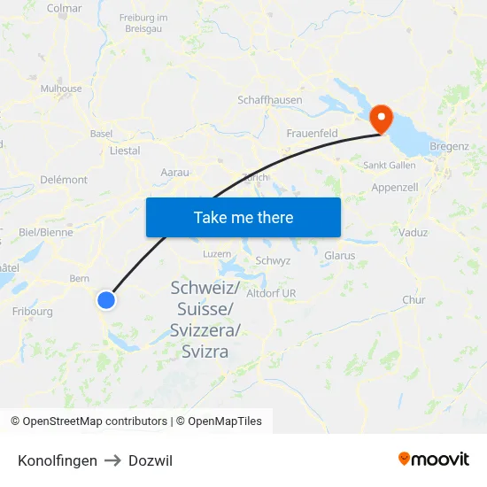 Konolfingen to Dozwil map