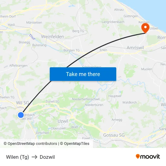 Wilen (Tg) to Dozwil map