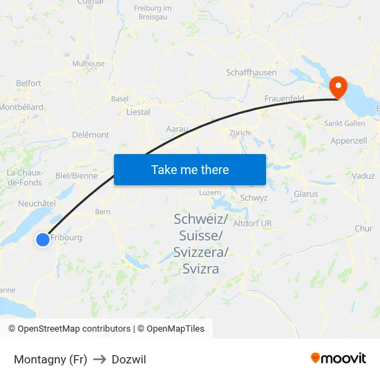 Montagny (Fr) to Dozwil map