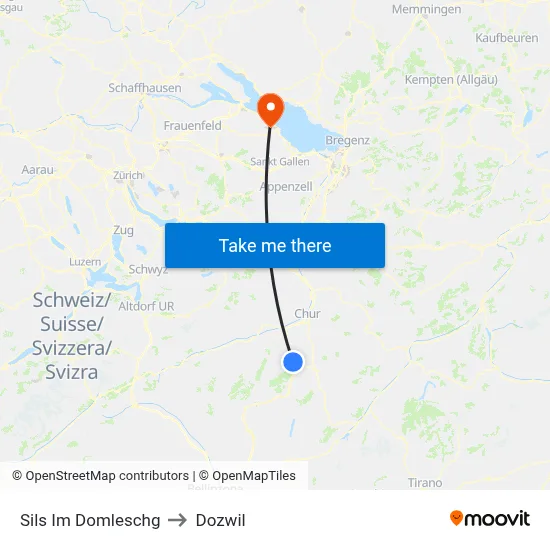 Sils Im Domleschg to Dozwil map