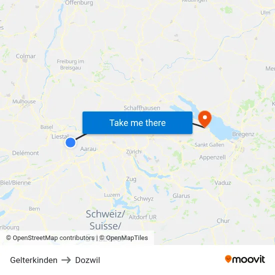 Gelterkinden to Dozwil map
