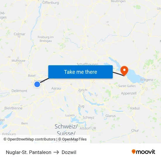 Nuglar-St. Pantaleon to Dozwil map