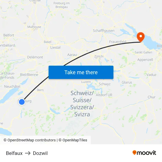 Belfaux to Dozwil map