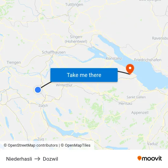 Niederhasli to Dozwil map