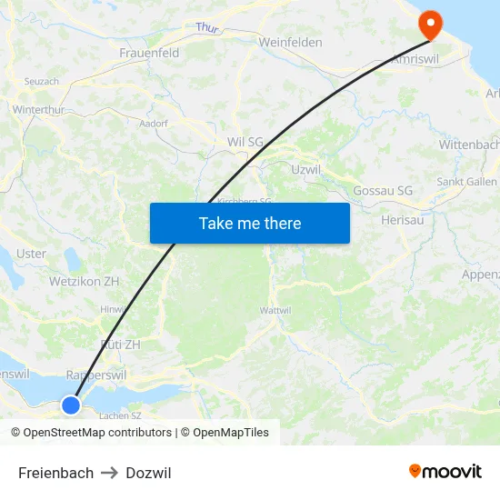 Freienbach to Dozwil map