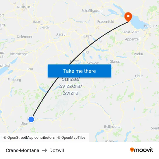 Crans-Montana to Dozwil map