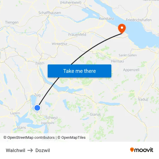 Walchwil to Dozwil map