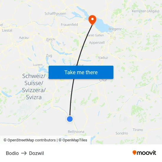 Bodio to Dozwil map