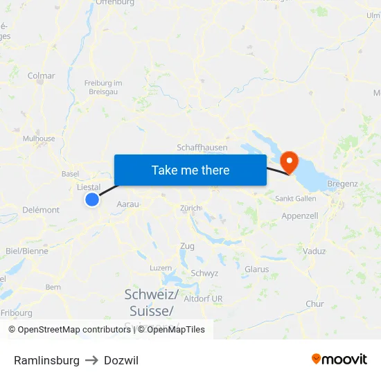 Ramlinsburg to Dozwil map