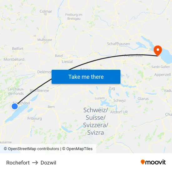 Rochefort to Dozwil map