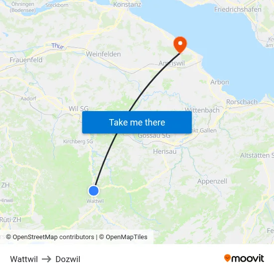 Wattwil to Dozwil map