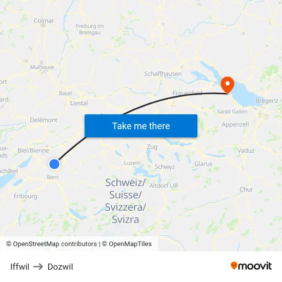 Iffwil to Dozwil map