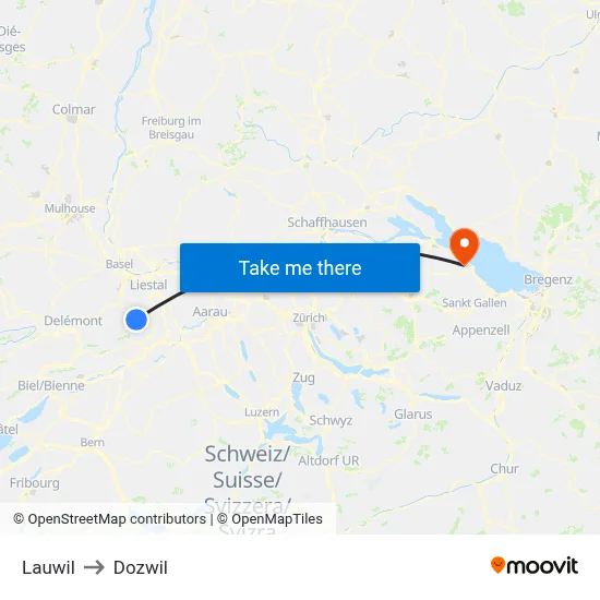Lauwil to Dozwil map