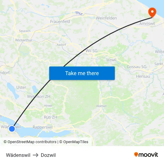 Wädenswil to Dozwil map