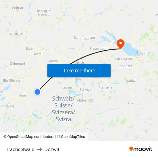 Trachselwald to Dozwil map