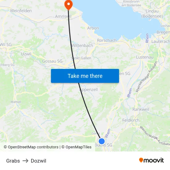 Grabs to Dozwil map