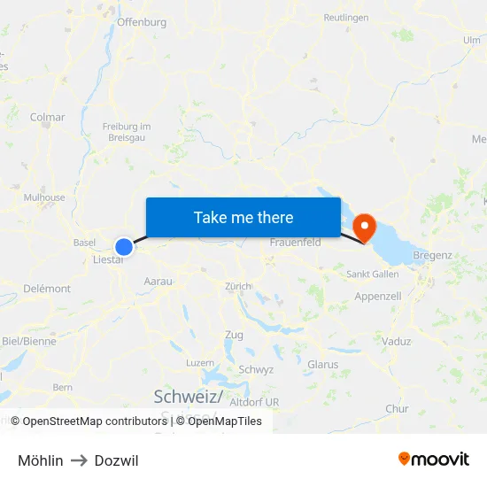 Möhlin to Dozwil map
