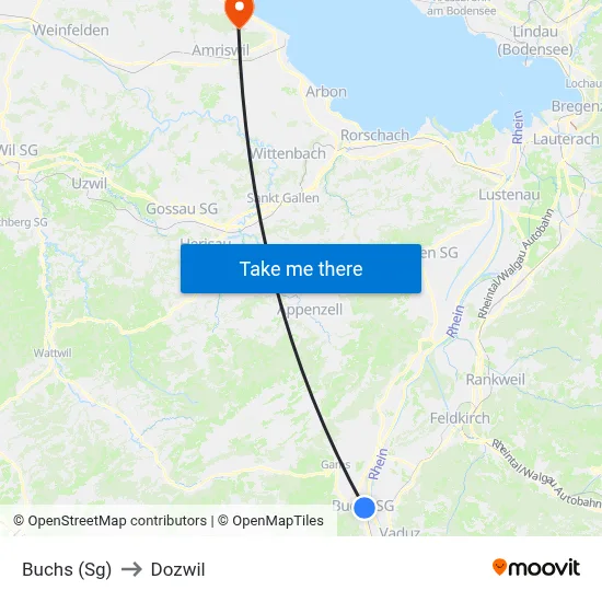 Buchs (Sg) to Dozwil map