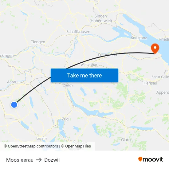 Moosleerau to Dozwil map