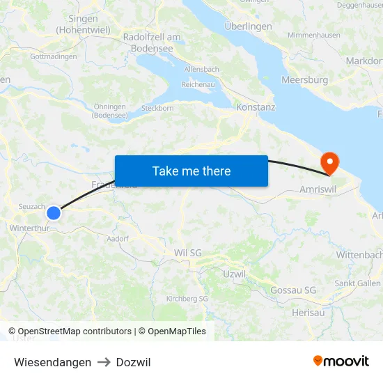 Wiesendangen to Dozwil map