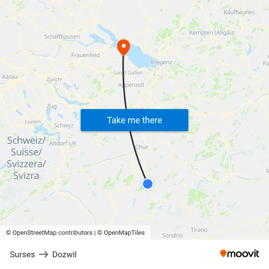 Surses to Dozwil map