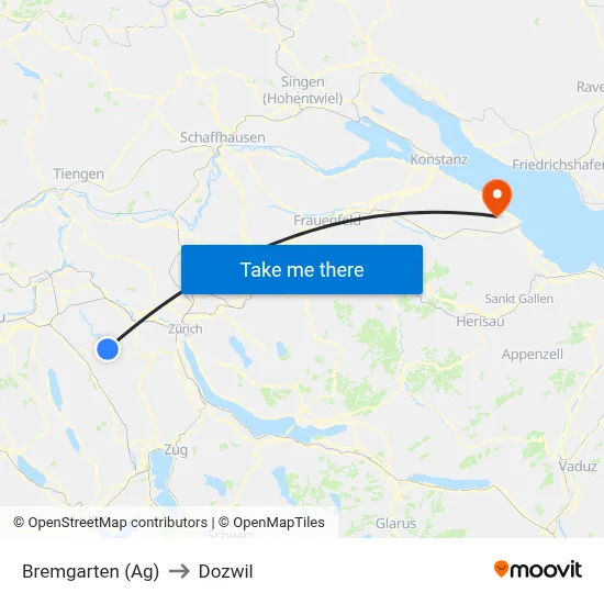 Bremgarten (Ag) to Dozwil map
