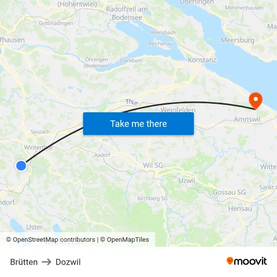 Brütten to Dozwil map