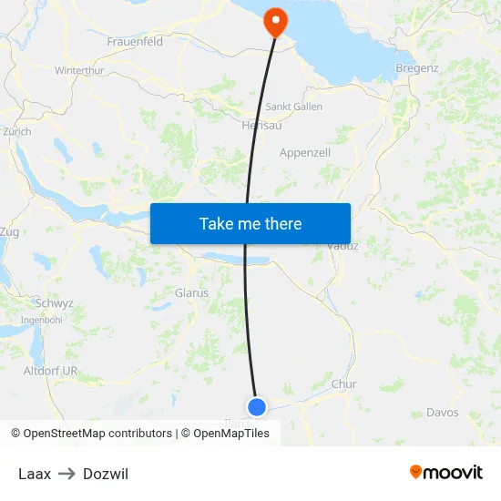 Laax to Dozwil map