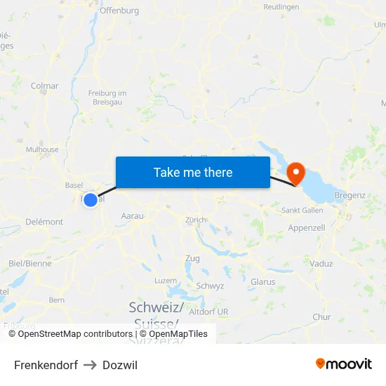 Frenkendorf to Dozwil map