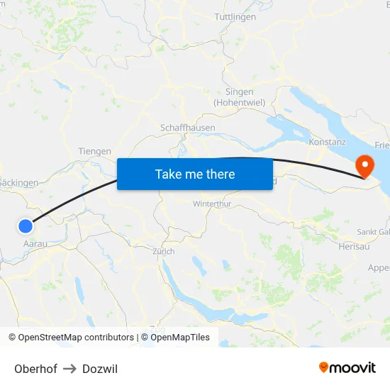 Oberhof to Dozwil map