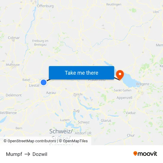 Mumpf to Dozwil map