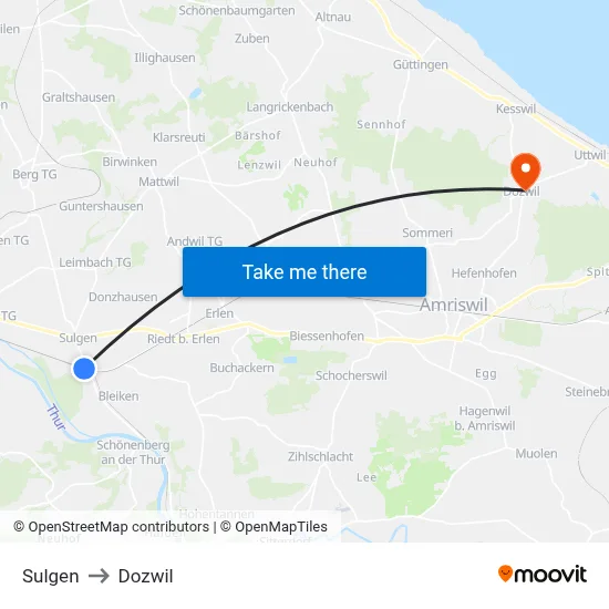 Sulgen to Dozwil map