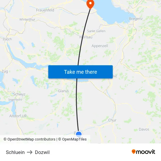 Schluein to Dozwil map