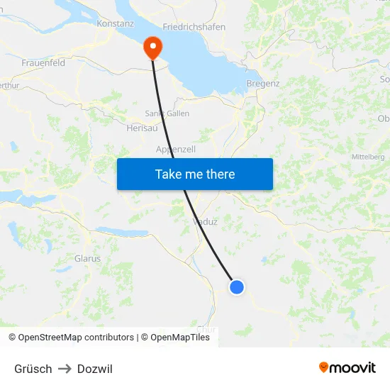 Grüsch to Dozwil map