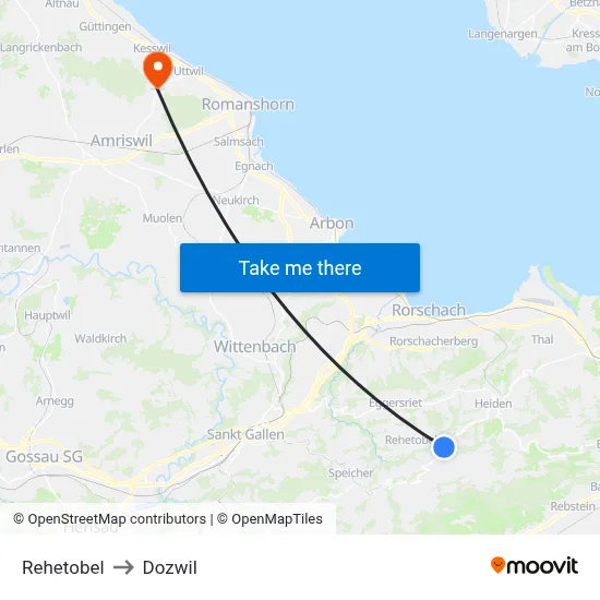 Rehetobel to Dozwil map