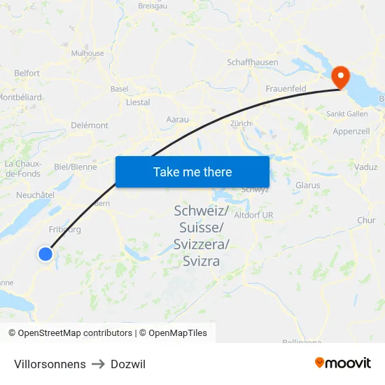 Villorsonnens to Dozwil map