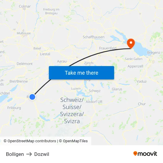 Bolligen to Dozwil map