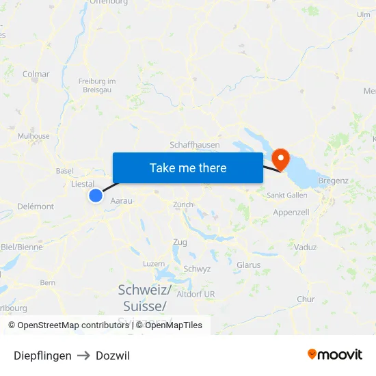 Diepflingen to Dozwil map